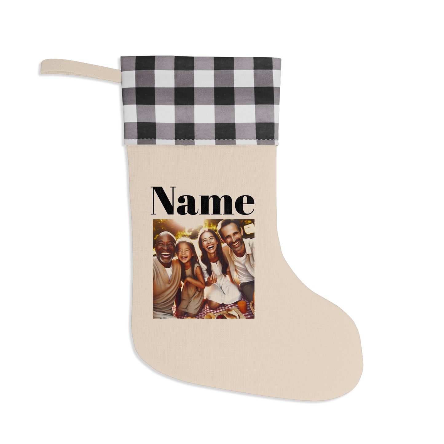 Family Photo and Name Christmas Stocking