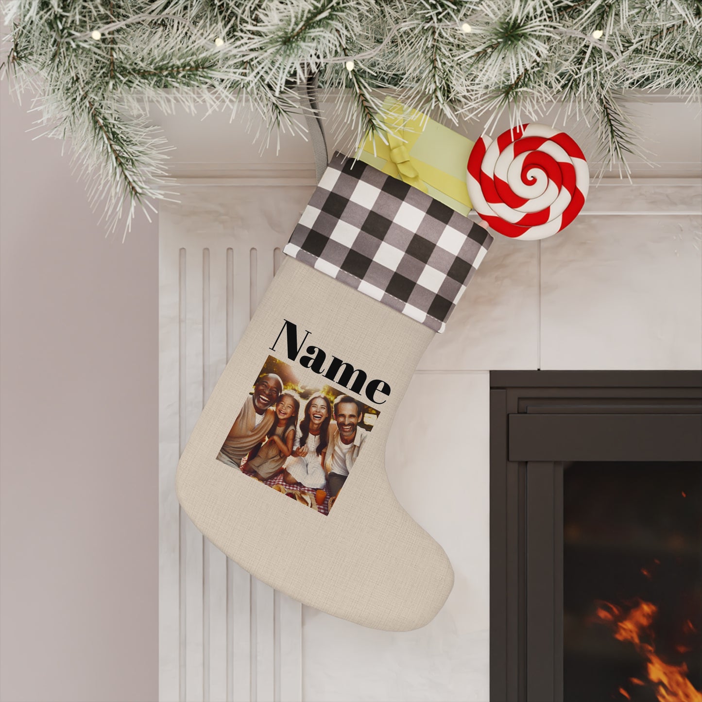 Family Photo and Name Christmas Stocking