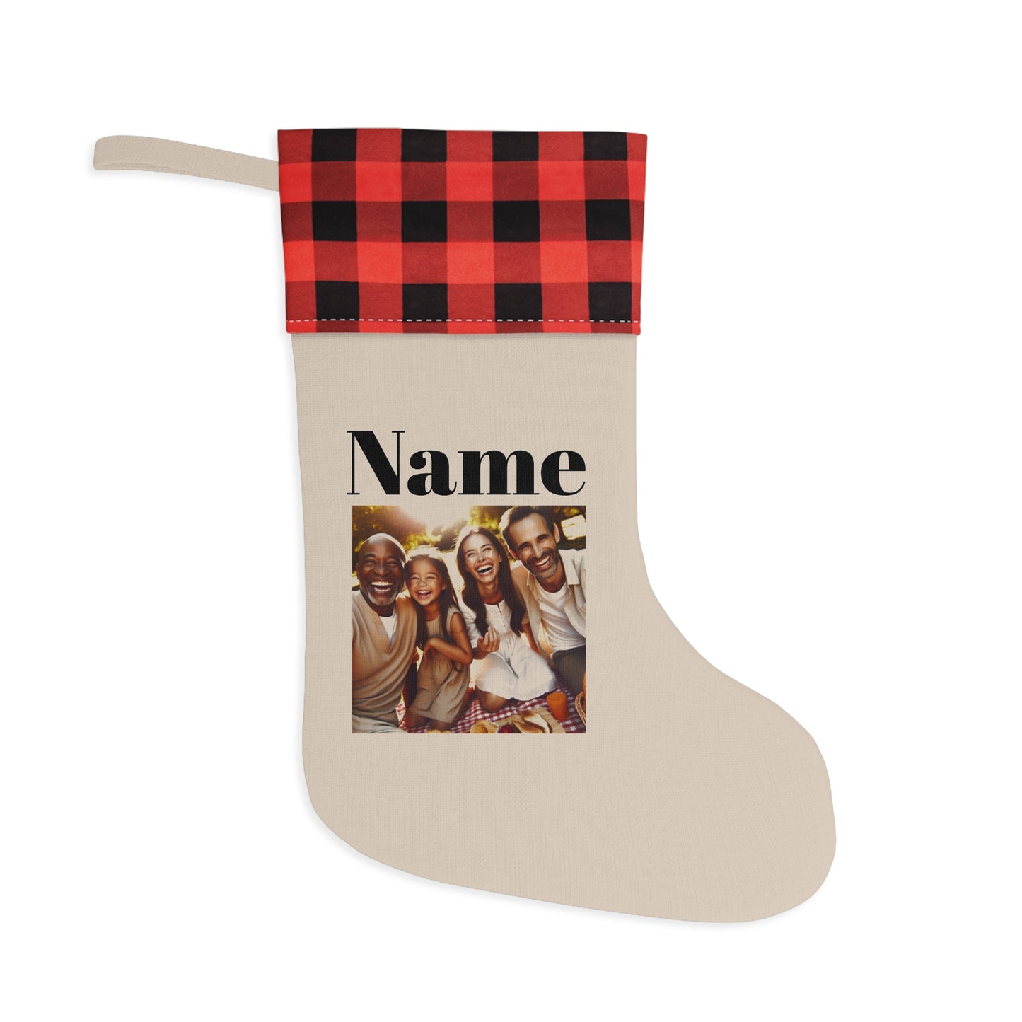 Family Photo and Name Christmas Stocking