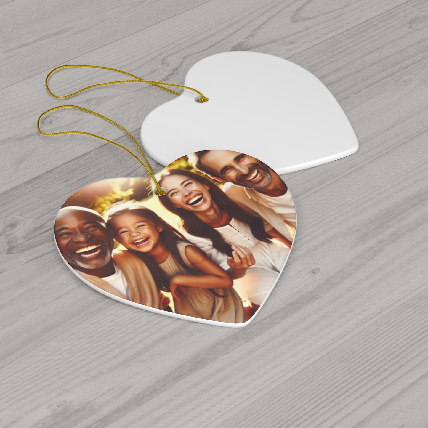 Family Photo Ceramic Ornament (Heart)