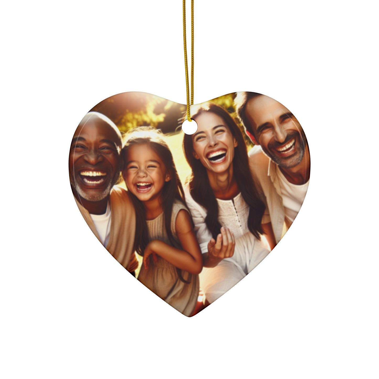 Family Photo Ceramic Ornament (Heart)